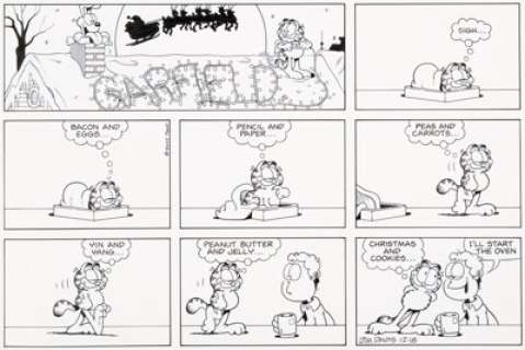 Davis, Jim | Jim Davis Garfield Sunday Comic Strip Original Art dated 12-18-05 (PAWS, 2005).... | Heritage
