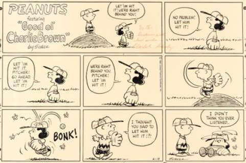 Schulz, Charles | Charles Schulz Peanuts Sunday Comic Strip Original Art dated 6-13-82 (United Feature Syndicate, 1982).... | Heritage