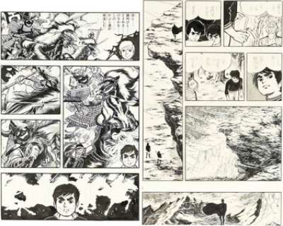 Tatsuo Yoshida Judo Boy (Kurenai Sanshiro) Manga Story Page Original Art Group of 2 (Shogakukan, c. 1968).... (Total: 2 Original Art)