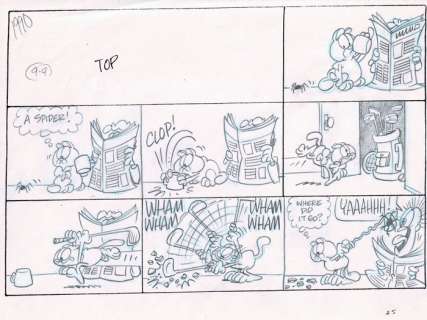 Jim Davis | Garfield - Original ’Sunday’ comic Art - Preliminary gag - (1990) | Catawiki