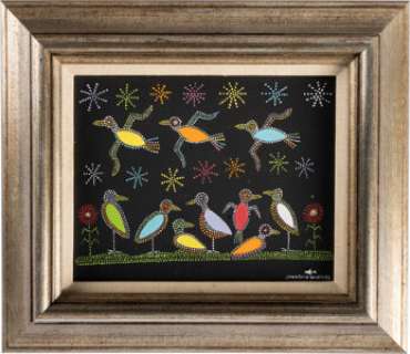 Jonathan Winters Original Painting Titled "Pretty Birds on Black" (Ca. 1990), Plus Affectionately Inscribed Book. | Heritage