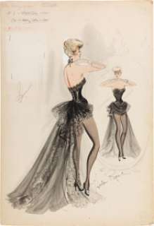 The Merry Widow (MGM, 1952), Lana Turner "Crystal Radek" Costume Sketch by Helen Rose. | Heritage