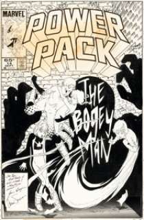 June Brigman and Bob Wiacek - Power Pack #14 Cover Original Art (Marvel, 1985).