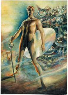 Wally Wood Galaxy Science Fiction Novel #34 Twice in Time Paperback Cover Original Art (Galaxy Publishing, 1958).