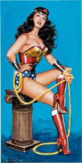 Olivia De Berardinis - Bettie Page as Wonder Woman Painting Original Art (2019).