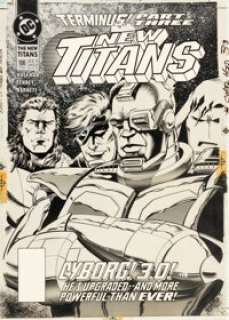 Nick Napolitano and Mike Sellers The New Titans #106 Cyborg Cover Original Art (DC, 1994).