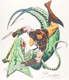 Dave Cockrum and Steve Oliff - Wolverine vs. Brood Chalk-Talk Illustration Original Art (1982).