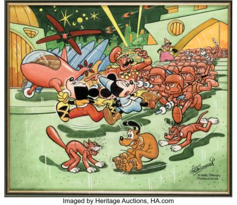 Floyd Gottfredson - Mickey Mouse, Minnie Mouse, and Pluto Painting Original Art (undated). (Total: 2 Original Art)