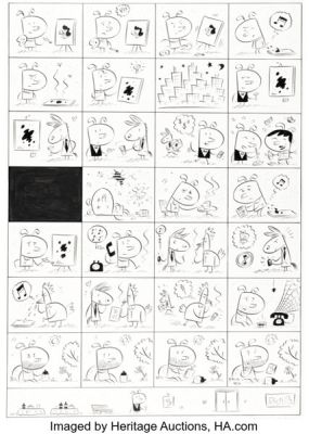 Ivan Brunetti Schizo #4 "Life of an Artist" Complete 1-Page Story Original Art (Fantagraphics, 2006).
