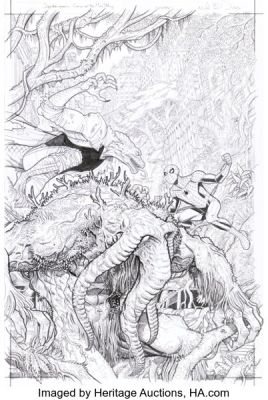 Nick Bradshaw Spider-Man: Curse of the Man-Thing #1 Variant Cover Original Art (Marvel, 2021).