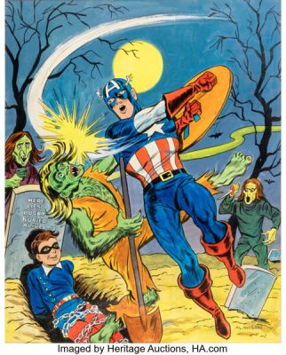 Al Avison Captain America Comics #17 Cover Re-Creation Painting Original Art (c. 1970s). | Heritage