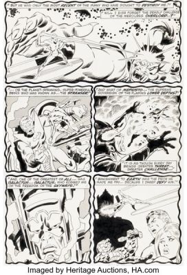 John Buscema and Dan Adkins The Silver Surfer #15 Story Page 5 Original Art (Marvel, 1970). | Heritage