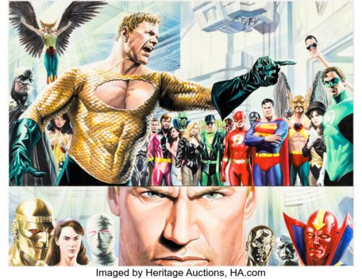 Doug Braithwaite and Alex Ross Justice #8 Double-Page Spread 23-24 Original Art (DC, 2006).