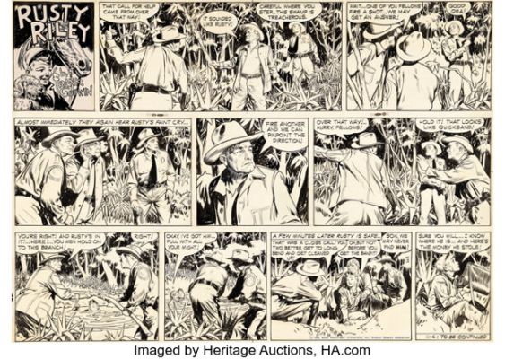 Frank Godwin Rusty Riley Sunday Comic Strip Original Art dated 11-4-56 (King Features Syndicate, 1956). | Heritage