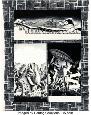 Wally Wood MAD #53 New Movie Monsters from Madison Avenue Story Page 48 Original Art (EC, 1960). | Heritage