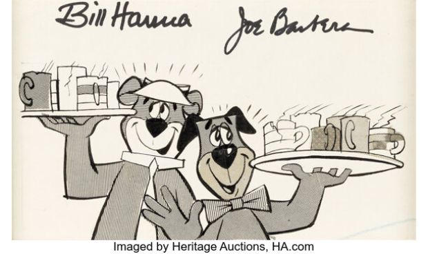 Huckleberry Hound and Yogi Bear Print Advertisement Illustration Signed by Bill Hanna and Joe Barbera (Hanna-Barbera, c. 1959). | Heritage
