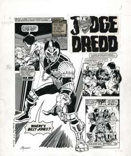 Ian Gibson - judge dredd - 2000ad prog 38 page 1 - opening splash page! - an gibson / john wagner