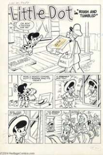 Steve Muffatti - Little Dot #1, Complete 5-page Story, "Rough and Tumbled" Original Art (Harvey, 1953). -