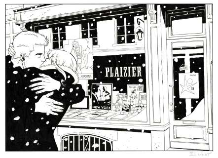 Berthet | Le baiser, dessin original à l’encre de chine et à la gouache. | Septimus