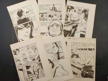 Tito Marchioro | Lucifera n. 20 - Tito Marchioro - 6x Tavole Originali "Il Santo Graal" - Page volante - Exemplaire unique - (1975) | Catawiki