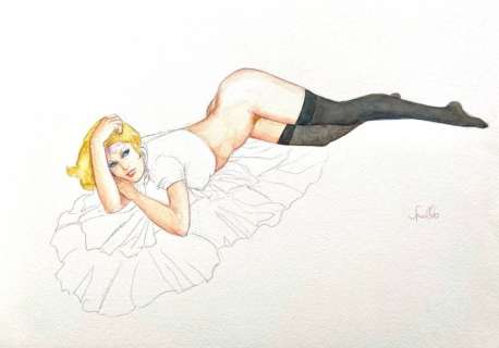 Leone Frollo - 1 Original colour drawing - Pin Up | Catawiki