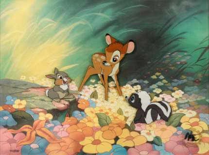 Walt Disney Studios. Bambi parmi les fleurs .Gouaches et crayon sur celluloïd… | Art Richelieu