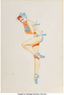 George Petty (American, 1894-1975) The Petty Girl is Back, Esquire calendar, 1955 Watercolor on board 18-1/2 x 12-1/2... | Heritage