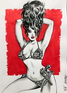 Nik Guerra - 1 Original colour page - Il Giallo del fumetto Nero - volume con illustrazione “Magenta” - 2023 | Catawiki