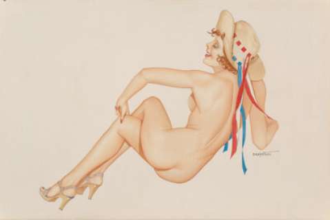 Joseph De Martini (American, b. 1927) Miss America, 1976 Watercolor and airbrush on board 19-1/2 x 29-1/2 -