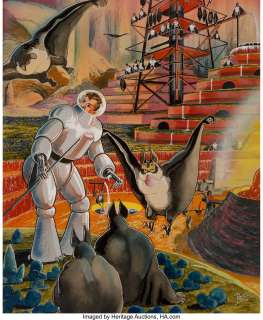 Frank R. Paul (American, 1884-1963). Life on Pluto, Fantastic Adventures magazine back cover, February 1... | Heritage