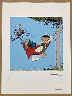 Franquin, André - 1 Offset Print - Gaston - Le Hamac - 1985 | Catawiki