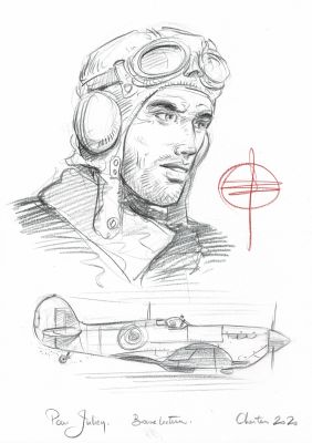 Agosto | Lot 210 - Ciel sans pilote Tome 1 en tirage spécial limité à 500 ex., agrémenté d’une dédicace. Proche de l’état neuf. | Septimus