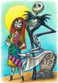 Joan Vizcarra - The Nightmare Before Christmas - Jack Skellington, Sally & Zero - 46 x 32 cm - Original Drawing | Catawiki