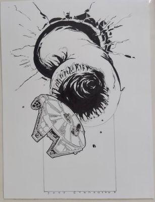 STAR WARS Original Art Andy MacDonald Empire Strikes Back Worm Millenium Falcon | eBay US (Buy It Now)
