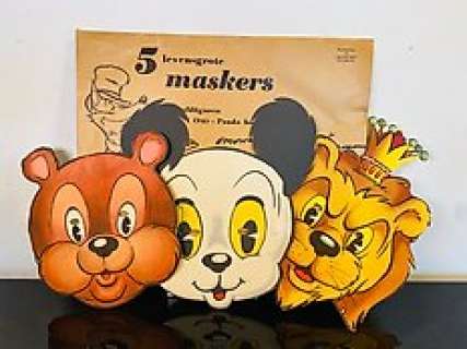 Bommel en Tom Poes - Panda - 4 3 rares masques Bommel et Tom Poes avec enveloppe - EO - 1952 | Catawiki