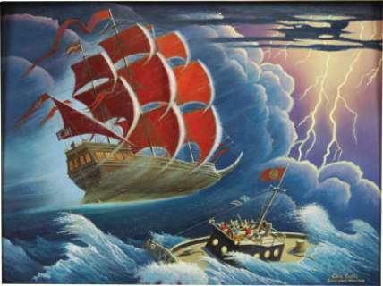 Carl Barks - "Flying Dutchman II" Oil Painting Original Art (1972-90). A half-page panel from - | Heritage