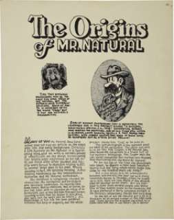 Robert Crumb - Mr. Natural #1 Complete 3-Page Story "The Origins of Mr. Natural" Original Art - | Heritage