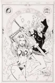 John Stinsman and Marlo Alquiza - Avengelyne #7 Cover Original Art (Maximum Press, 1996). This divine -