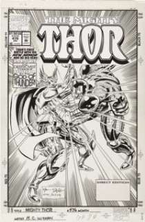 M. C. Wyman and Mike DeCarlo Thor #476 Cover Original Art (Marvel, 1994). The Destroyer means doom for the -