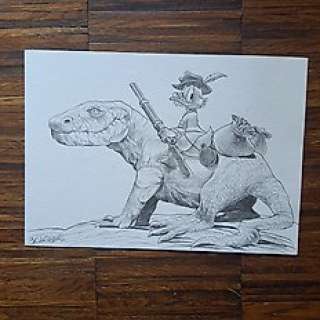 Heymans, Bas - 1 Original drawing - Uncle Scrooge - Dagobert op dino | Catawiki