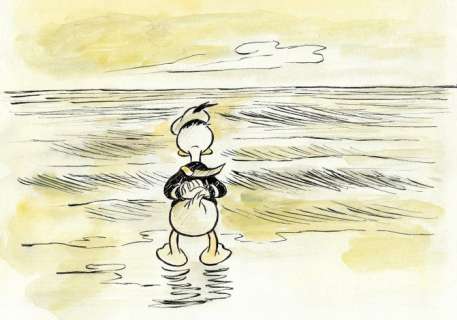 Tony Fernandez - Donald Duck Inspired by Edward Hopper - 50 x 35 - Hand Made Paper | Catawiki