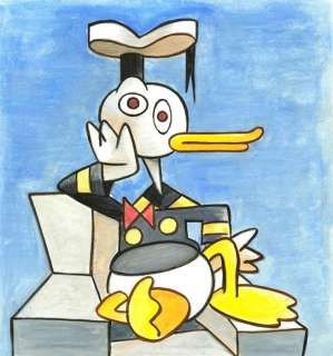 Tony Fernandez - Donald Duck Inspired By Pablo Picasso’s "Young Tormented Girl" (1939) - Original Painting | Catawiki