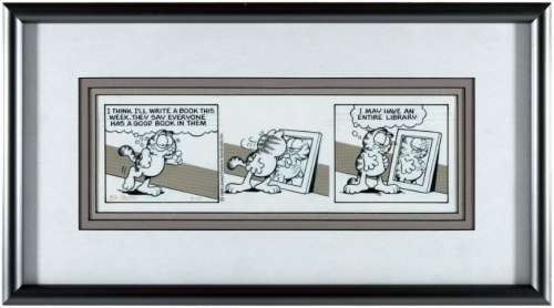 JIM DAVIS â€œGARFIELDâ€ 1986 FRAMED DAILY COMIC STRIP ORIGINAL ART. | Hake’s