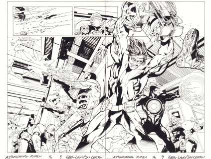 Greg Land, Jay Leisten - Astonishing X-Men #16 Pgs. 8 & 9 - Havok, Warpath, & Skullbuster Dps - 2018