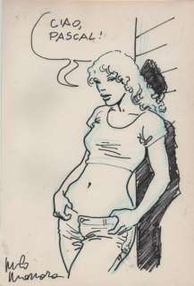 Manara | Â«MoréaÂ». Dessin Ã  l’encre de Chine et crayon bleu, dédicacé et signé | Tessier Sarrou