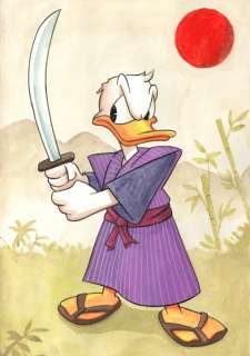 Jordi Juan - Donald Duck: Samurai Spirit - Original Watercolor Painting - Hand Signed | Catawiki
