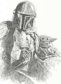 Guardians of the Galaxy: The Mandalorian and Grogu - Original Pencil Drawing by Maren | Catawiki