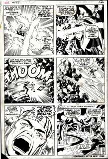 Jack Kirby Vince Colletta - Thor #177 P 9 (1 of the Best Thor Battle Pages! Thor in 5 of 6 Panels! Loki, Sif & the Wizard Igron in Last Panel!) 1970