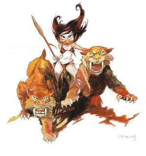 Tony Fernandez - Daisy Duck Inspired By Frank Frazetta’s “The Huntress” - XL Original Painting - Hand Signed by Tony | Catawiki