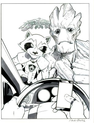 GUARDIANS OF THE GALAXY PROMO ILLUSTRATION PAGE 2 - ORIGINAL ART BY DAVID MESSINA | Scott’s Collectables